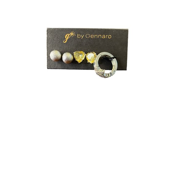 g by Gennaro Jewelry - Stud Earrings Yellow heart Rhinestone Love Ring Set